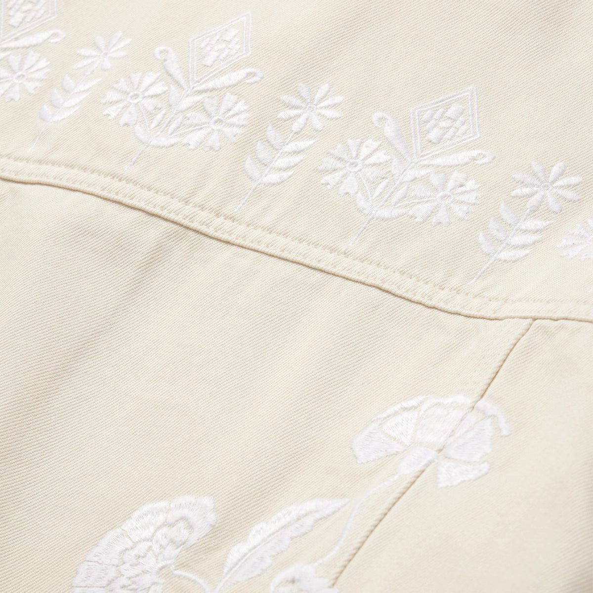 Embroidered Cream Denim Jacket White - Stetson