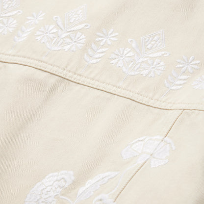Embroidered Cream Denim Jacket White - Stetson