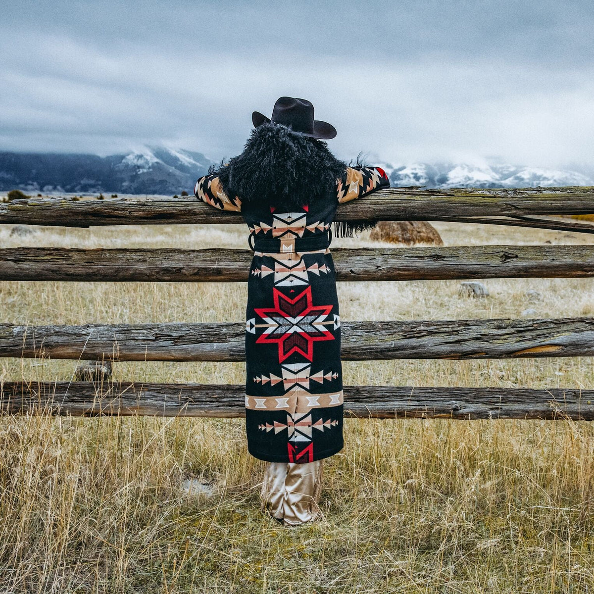 Stetson x Lindsey Thornburg Shearling Duster Black - Stetson