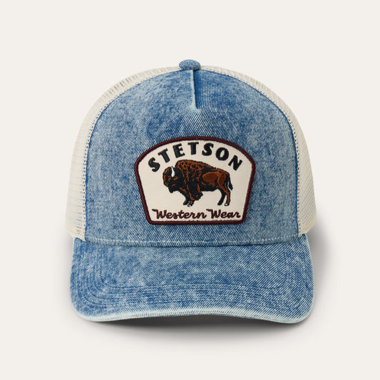 Bison Patch Trucker Hat Denim - Stetson