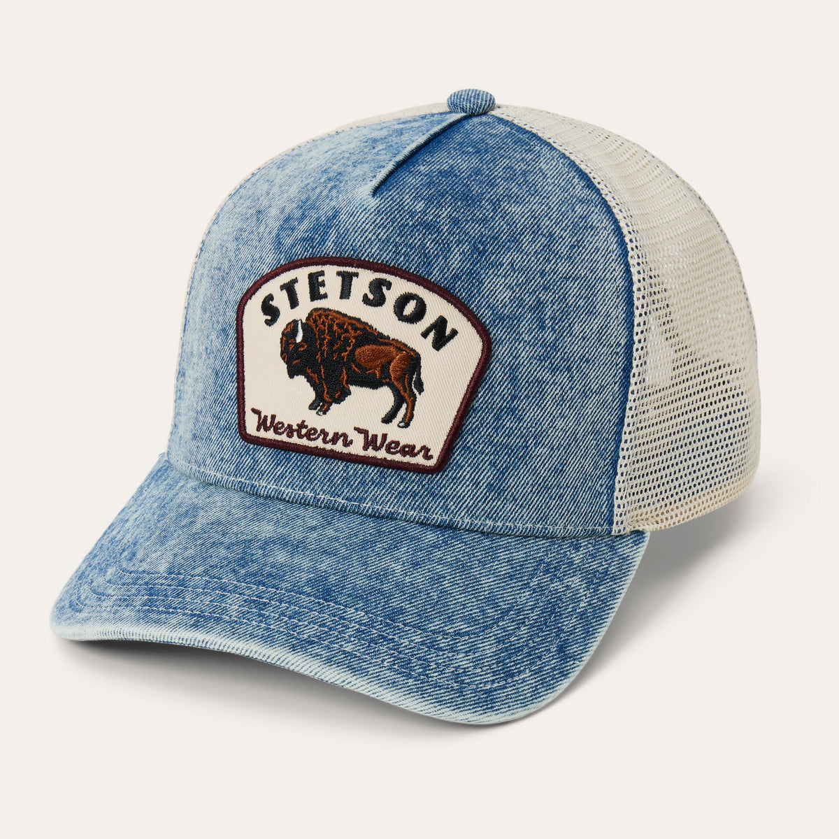 Bison Patch Trucker Hat Denim - Stetson