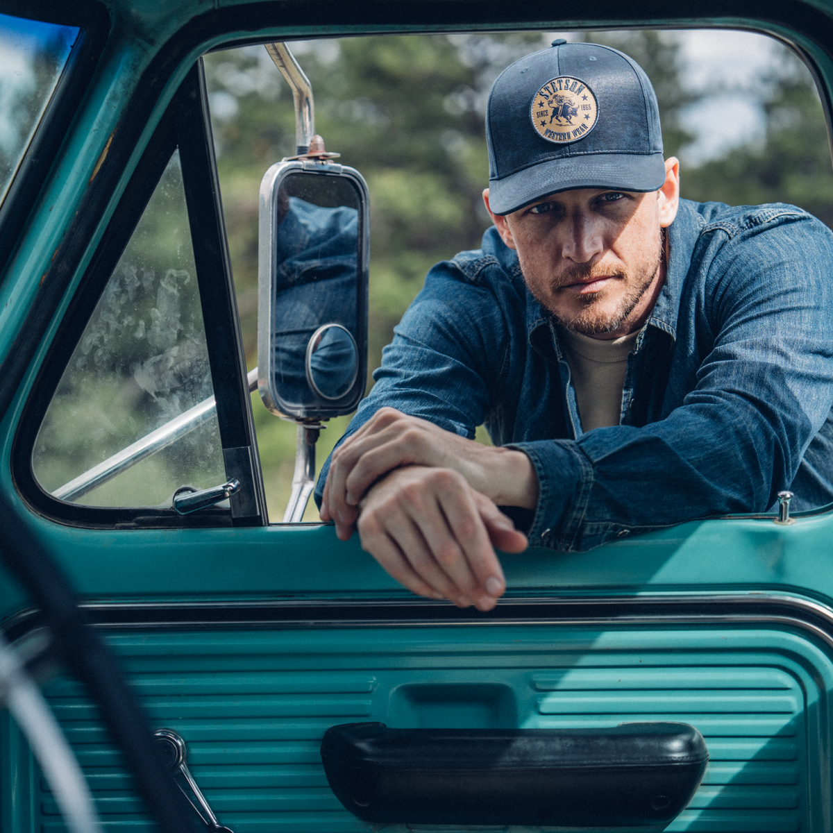 Bull Rider Patch Trucker Hat Navy - Stetson
