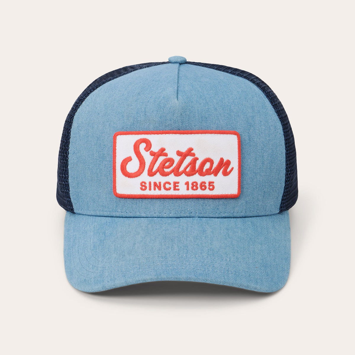 Washed Denim 1865 Patch Trucker Cap Blue - Stetson