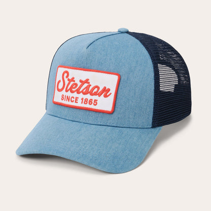 Washed Denim 1865 Patch Trucker Cap Blue - Stetson
