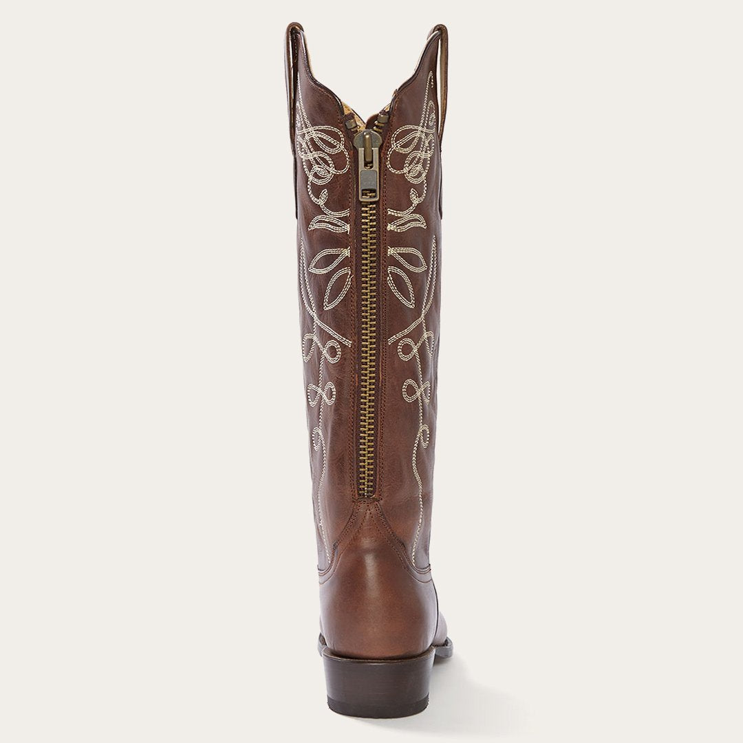 Adeline Burnished Brown Back Zip Cowboy Boot Brown - Stetson