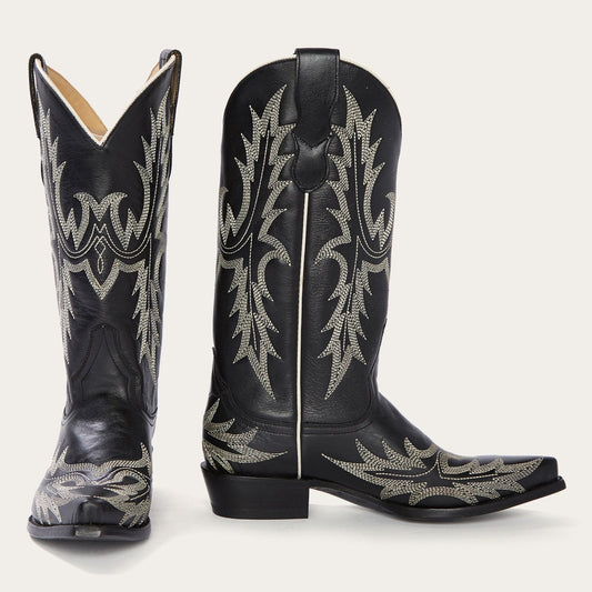 Tina Black & White Flame Embroidered Cowboy Boot Black - Stetson