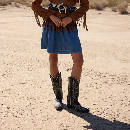 Tina Black & White Flame Embroidered Cowboy Boot Black - Stetson