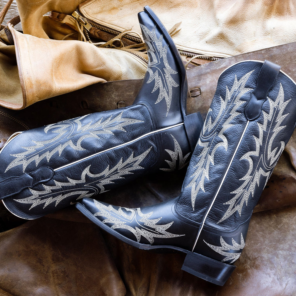 Tina Black & White Flame Embroidered Cowboy Boot Black - Stetson