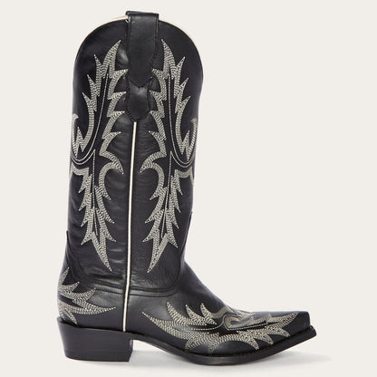 Tina Black & White Flame Embroidered Cowboy Boot Black - Stetson