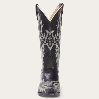 Tina Black & White Flame Embroidered Cowboy Boot Black - Stetson
