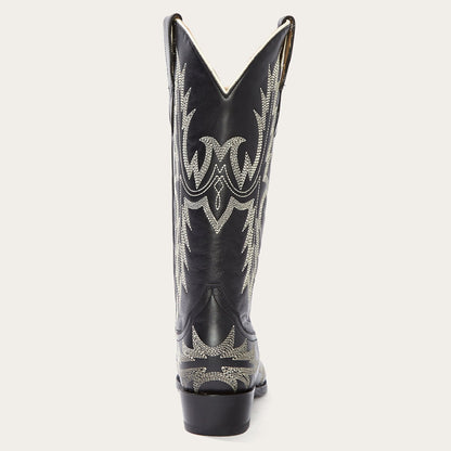 Tina Black & White Flame Embroidered Cowboy Boot Black - Stetson