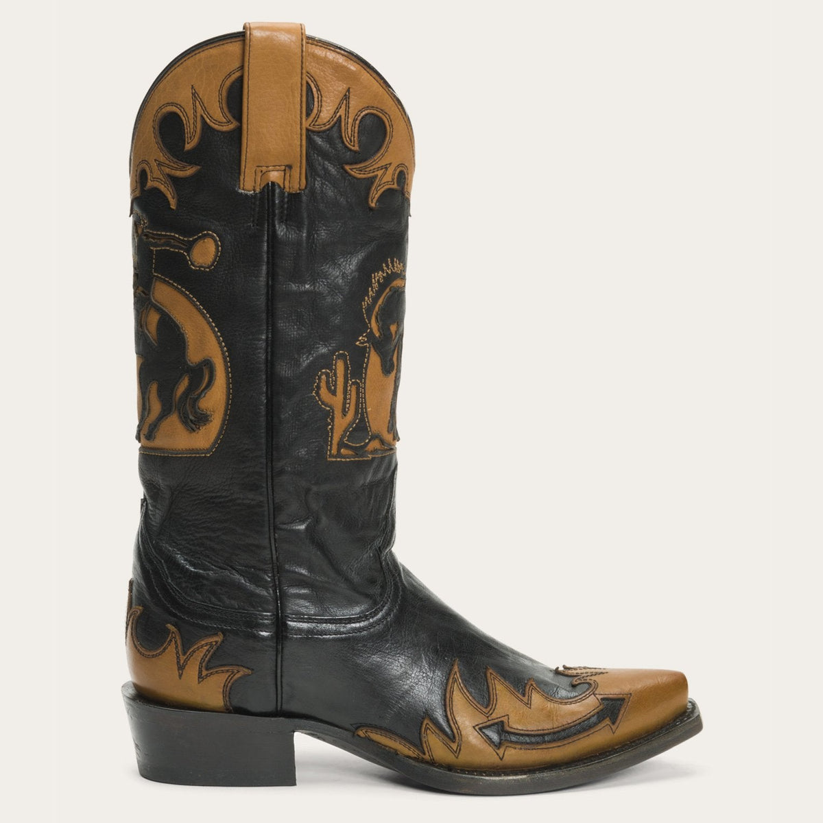 Faye Cowgirl & Horse Underlay Leather Boot Black - Stetson