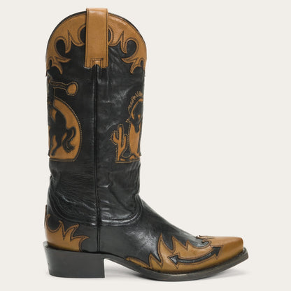 Faye Cowgirl & Horse Underlay Leather Boot Black - Stetson