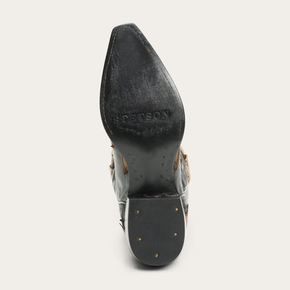 Faye Cowgirl & Horse Underlay Leather Boot Black - Stetson